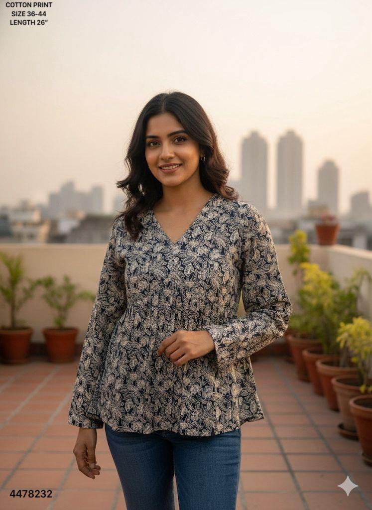 Naisha K 460 Cotton Printed Stylish Casual Wear Short Top Collection