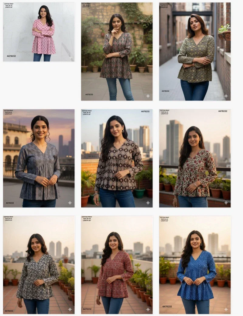 Naisha K 460 Cotton Printed Stylish Casual Wear Short Top Collection