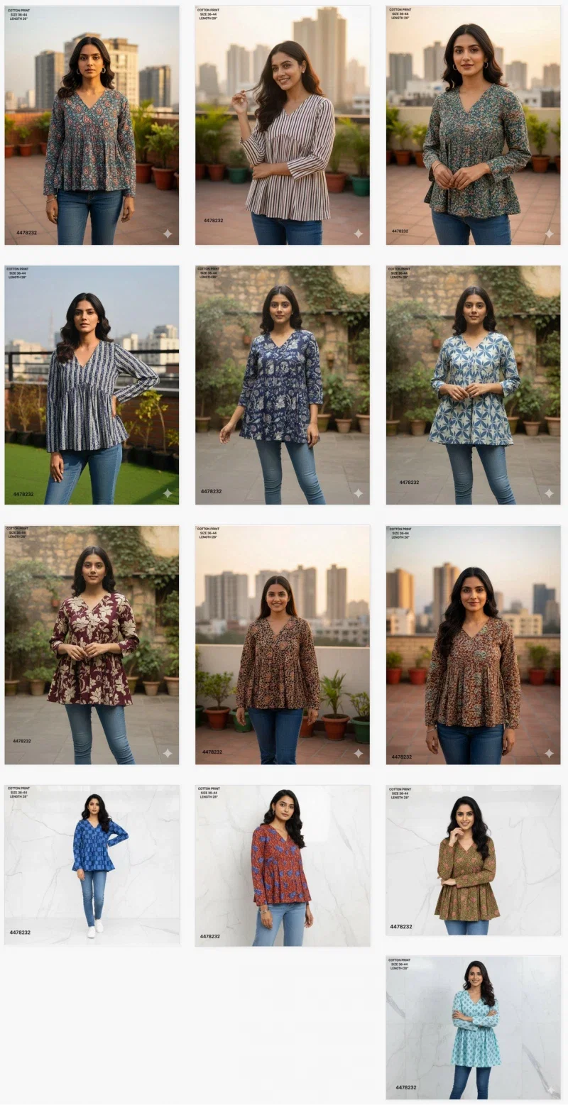 Naisha K 460 Cotton Printed Stylish Casual Wear Short Top Collection