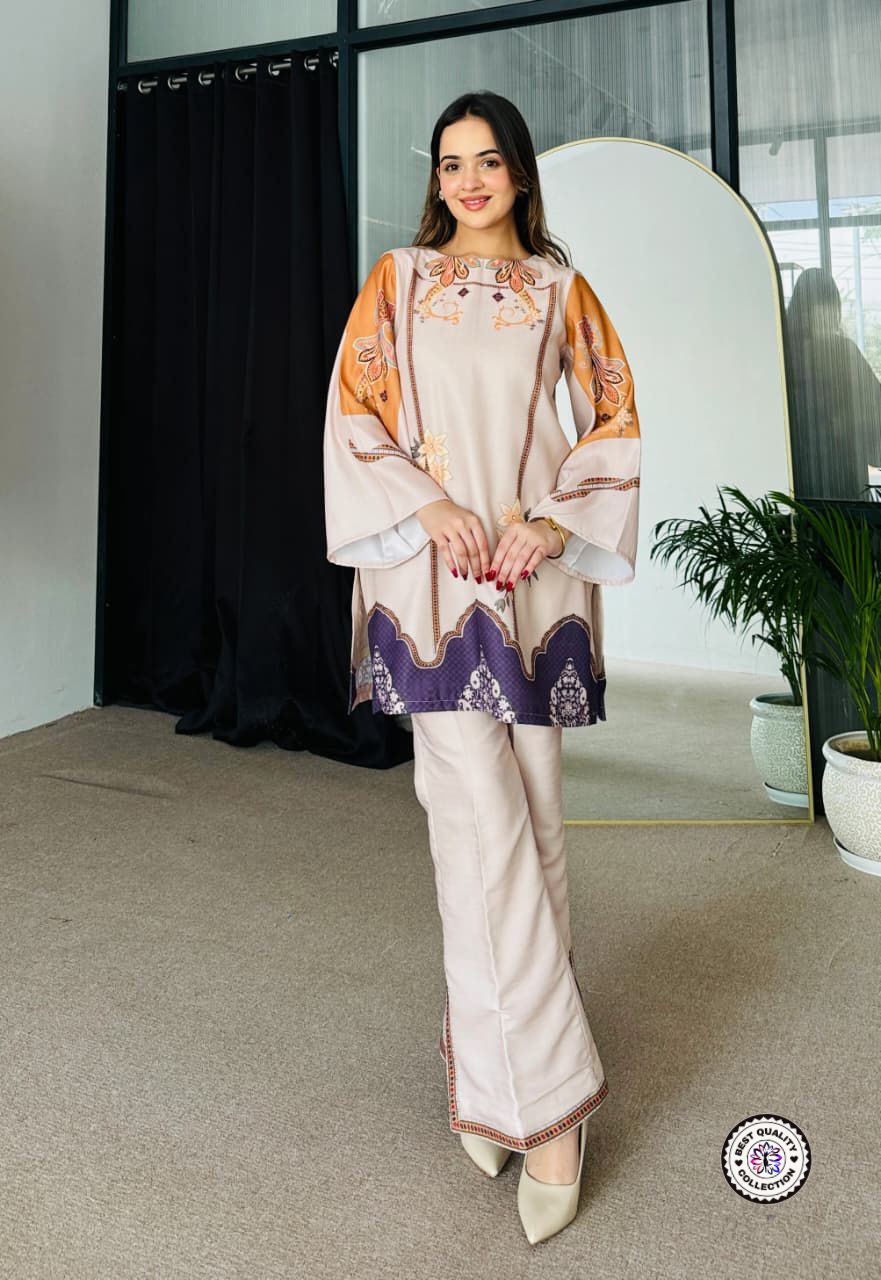Lekha KL 505 Rayon Slub Printed Top With Bottom Co Ord Set Style