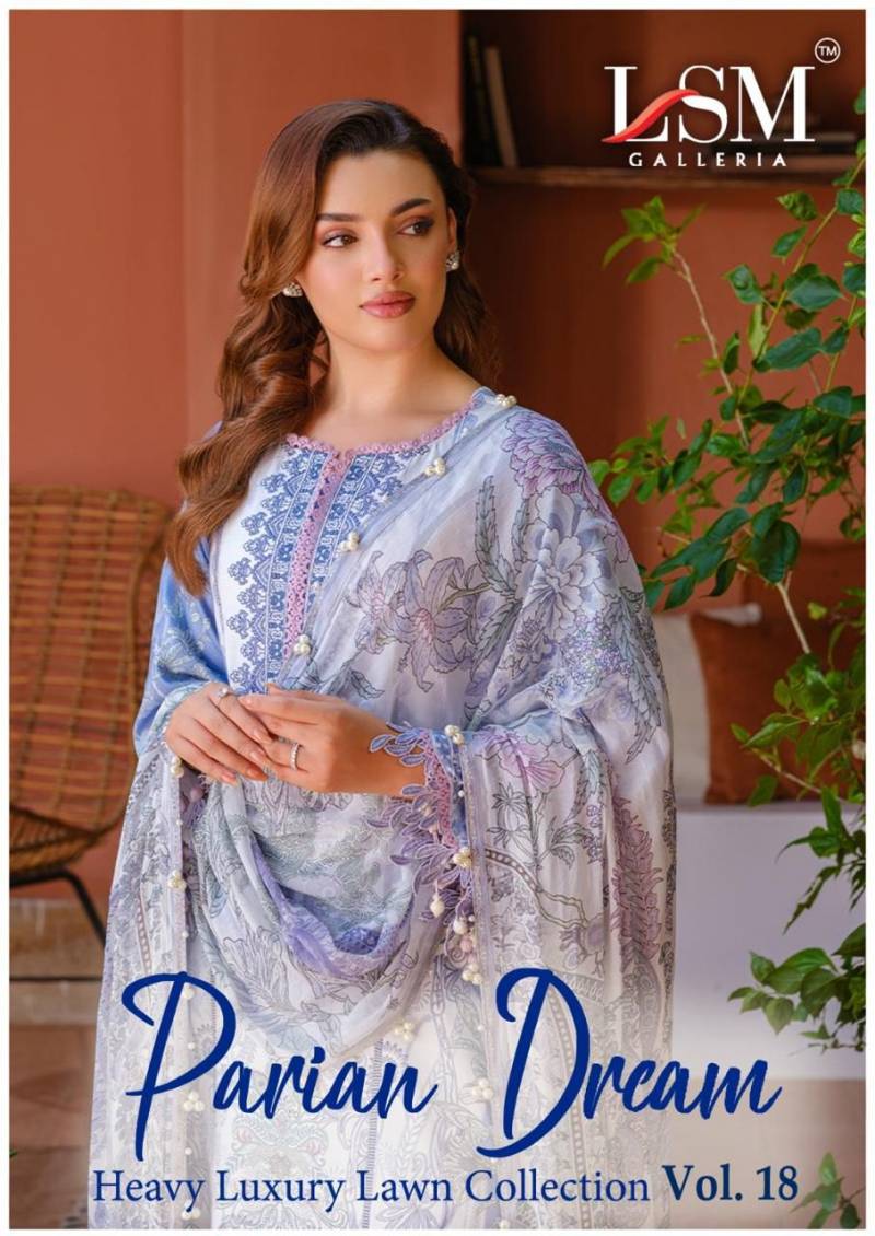 Lsm Parian Dream Vol 18 Lawn Cotton Printed Karachi Dress Material