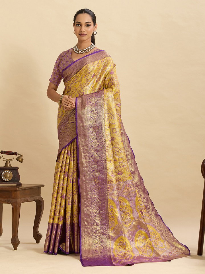 Maahi 206 Wedding Wear Heavy Jari Weaving Worked Kanjivaram Silk Saree with Un Stitched Blouse