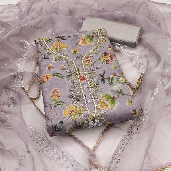 Navya Suit 167 Party Wear Unstitched handworked Organza Silk top with Bottom and Dupatta Suit