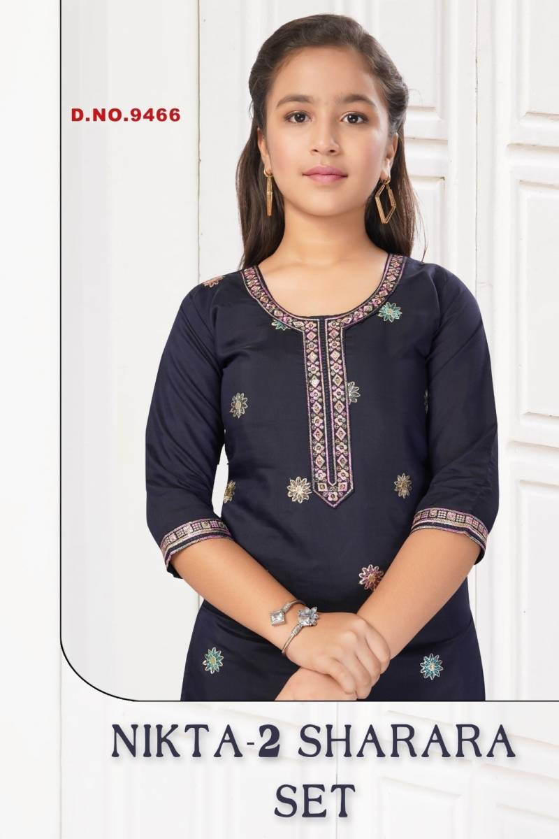 Nikta Vol 2 Sharara Set Roman Silk Embroidered Kids Salwar Kameez