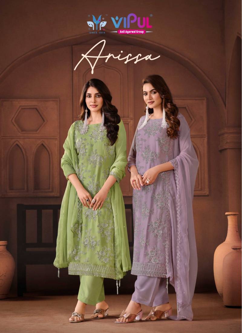 Vipul Arissa Crinkle Chiffon With Work Designer Salwar Kameez