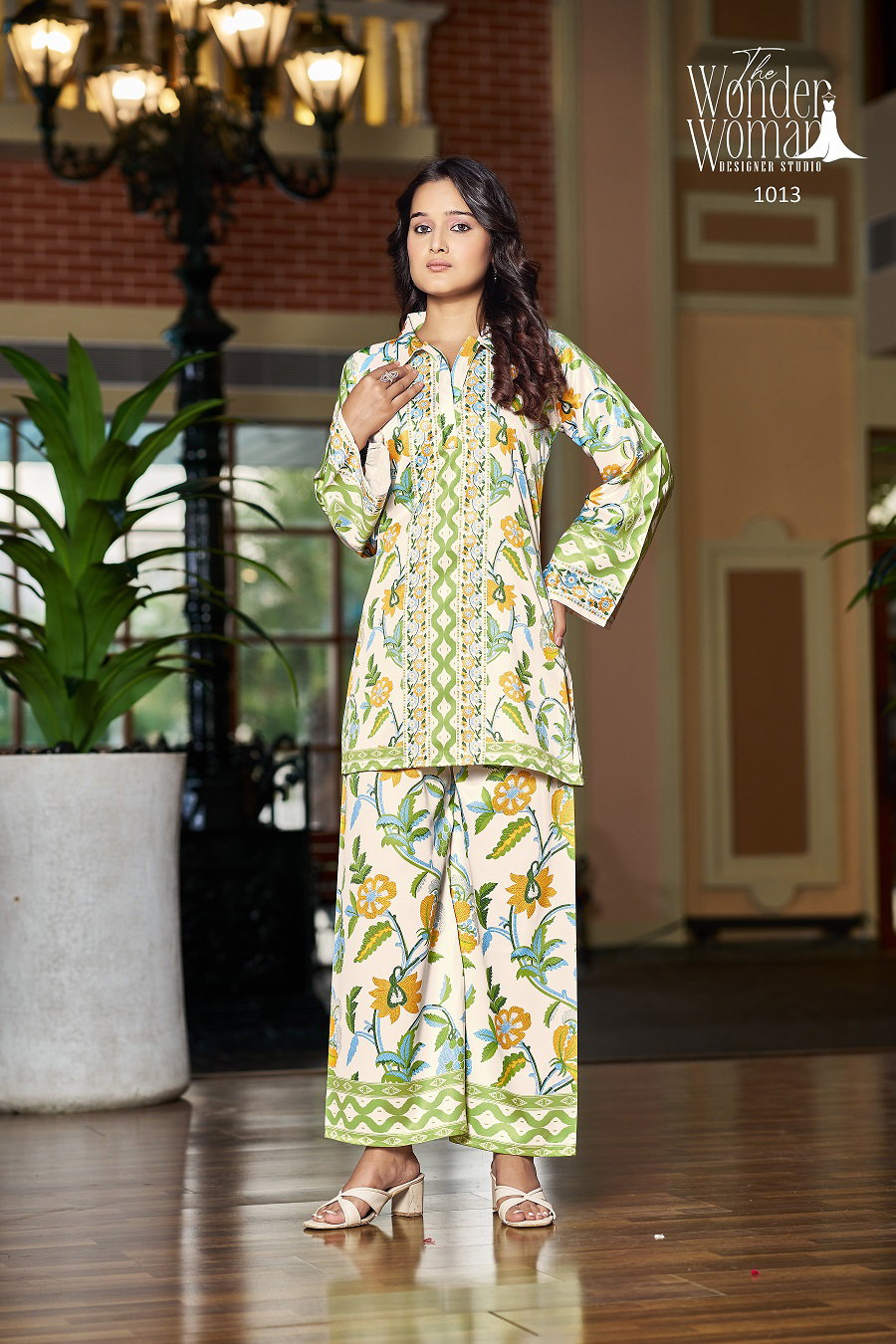 Wonder Women W 1013 Imported Satin Printed Co Ord Set