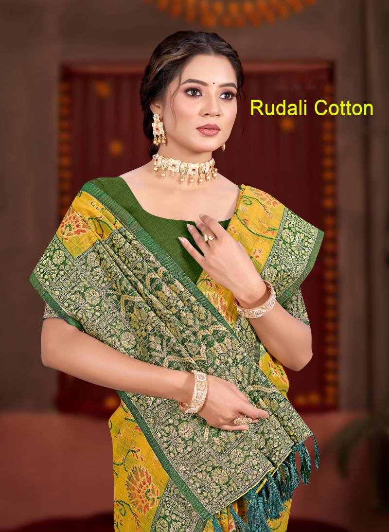 Bunawat Rudali Cotton Silk WIth Meena Worked Fancy Saree Collection