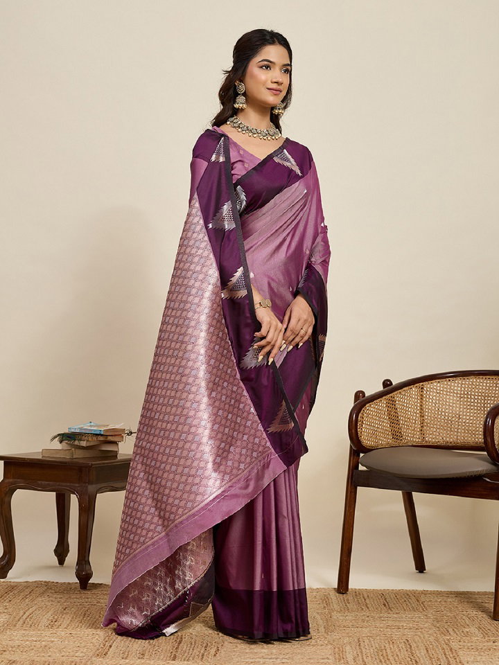 Maahi 207 Party Wear Silver and Gold Zari Weaving Worked Banarasi Silk Saree with Unstitched blouse  
