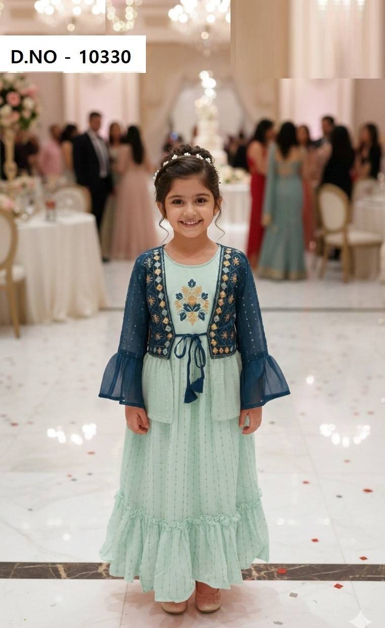 Fancy Gown With Coat 10330 Georgette Kids Wear Collection