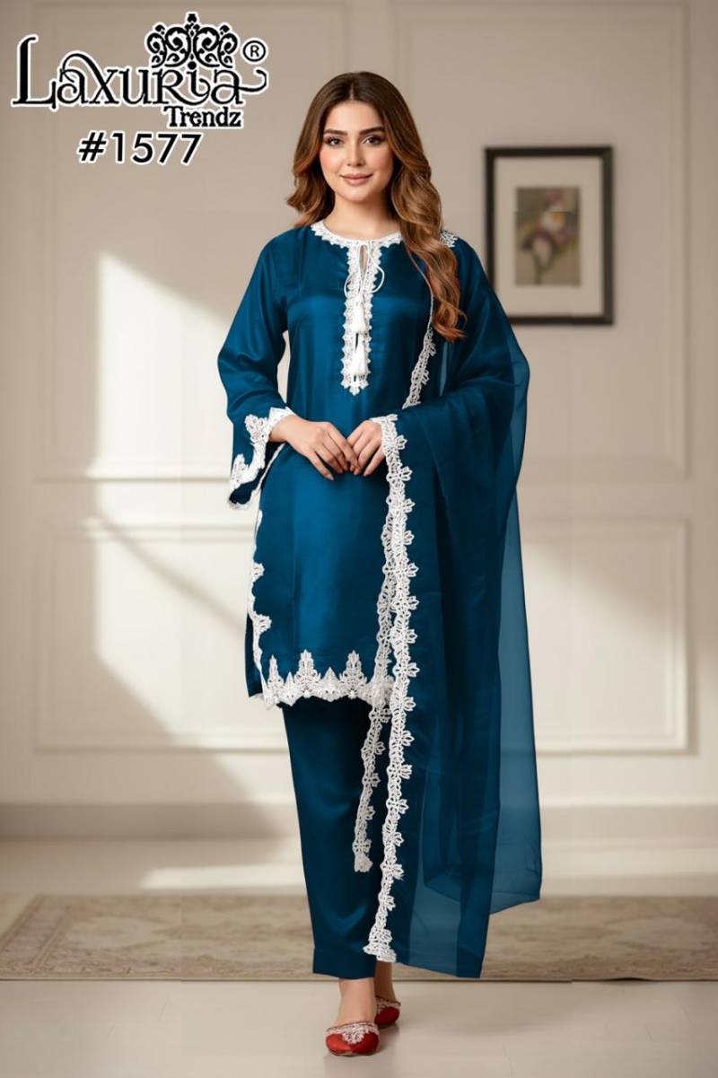 Luxuria Trendz 1577 Satin Embroidery Pakistani Readymade Collection