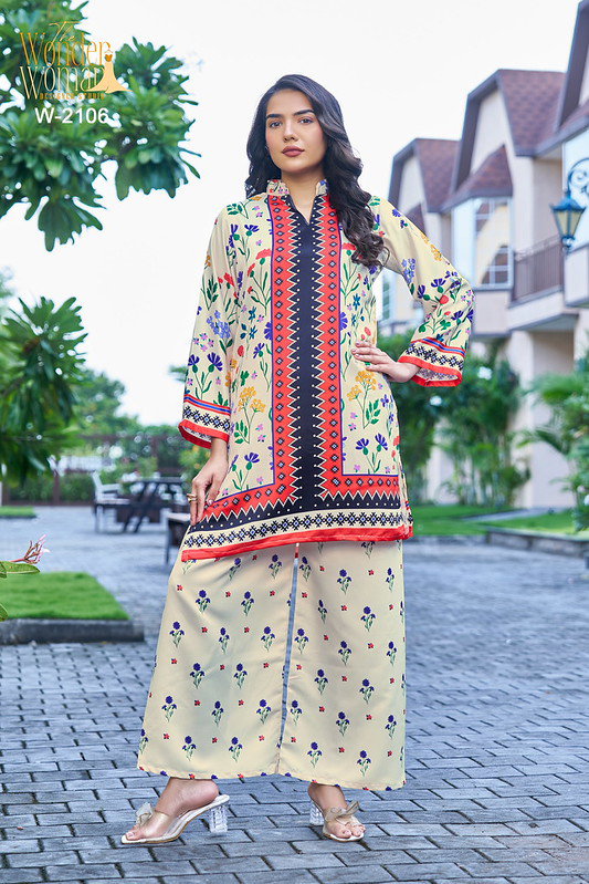 Wonder Women W 2106 Imported Satin Printed Co Ord Set