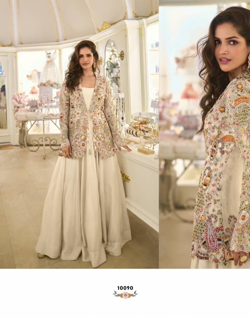 Sayuri Belina Silk Stylish Festival Wear Embroidered Gown And Jacket