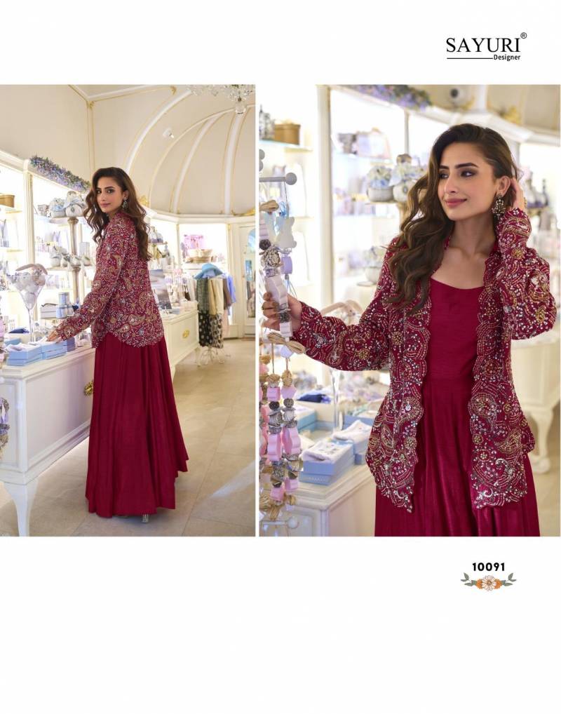 Sayuri Belina Silk Stylish Festival Wear Embroidered Gown And Jacket