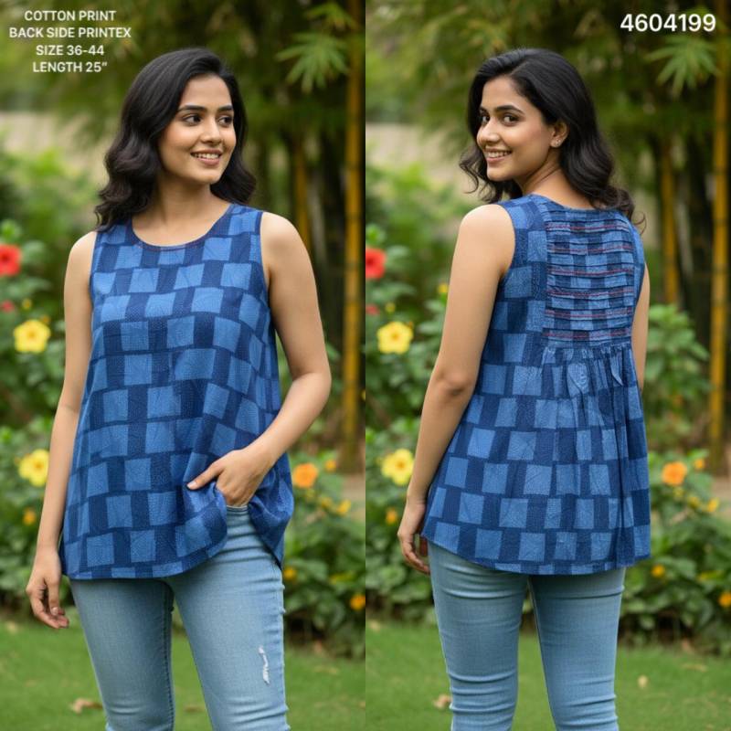 Naisha K 464 Cotton Printed Sleeveless Casual Wear Short Top Collection