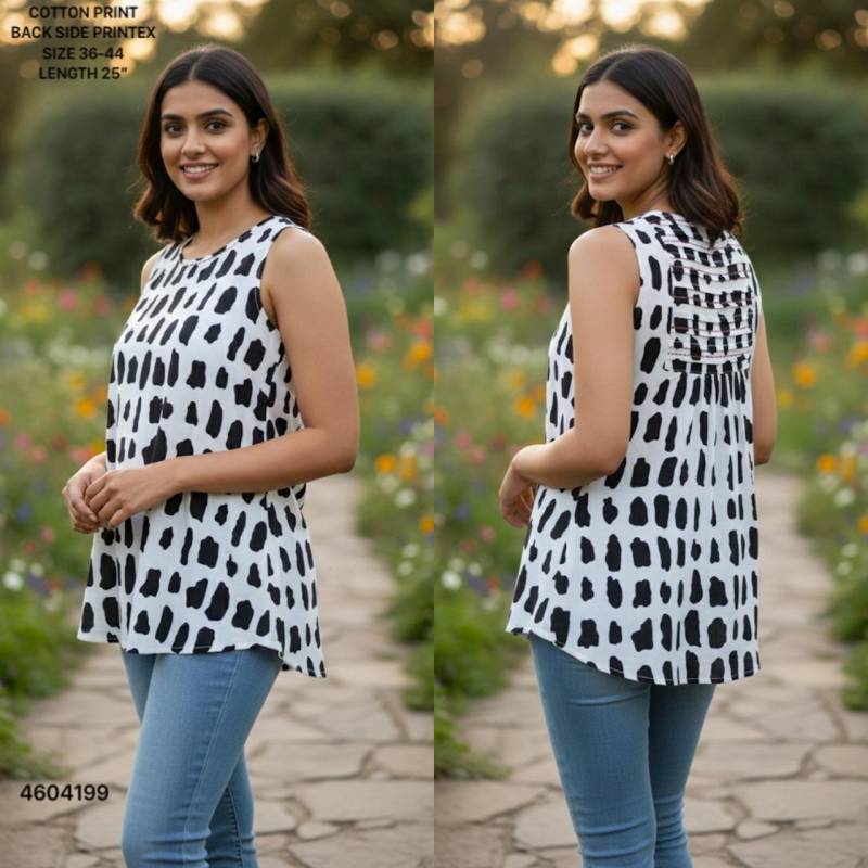Naisha K 464 Cotton Printed Sleeveless Casual Wear Short Top Collection