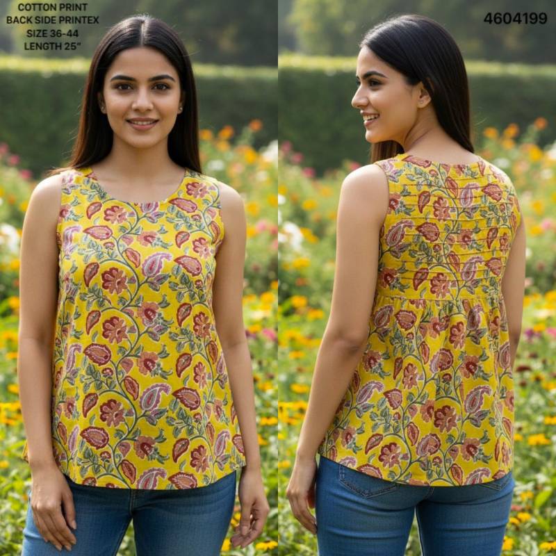 Naisha K 464 Cotton Printed Sleeveless Casual Wear Short Top Collection