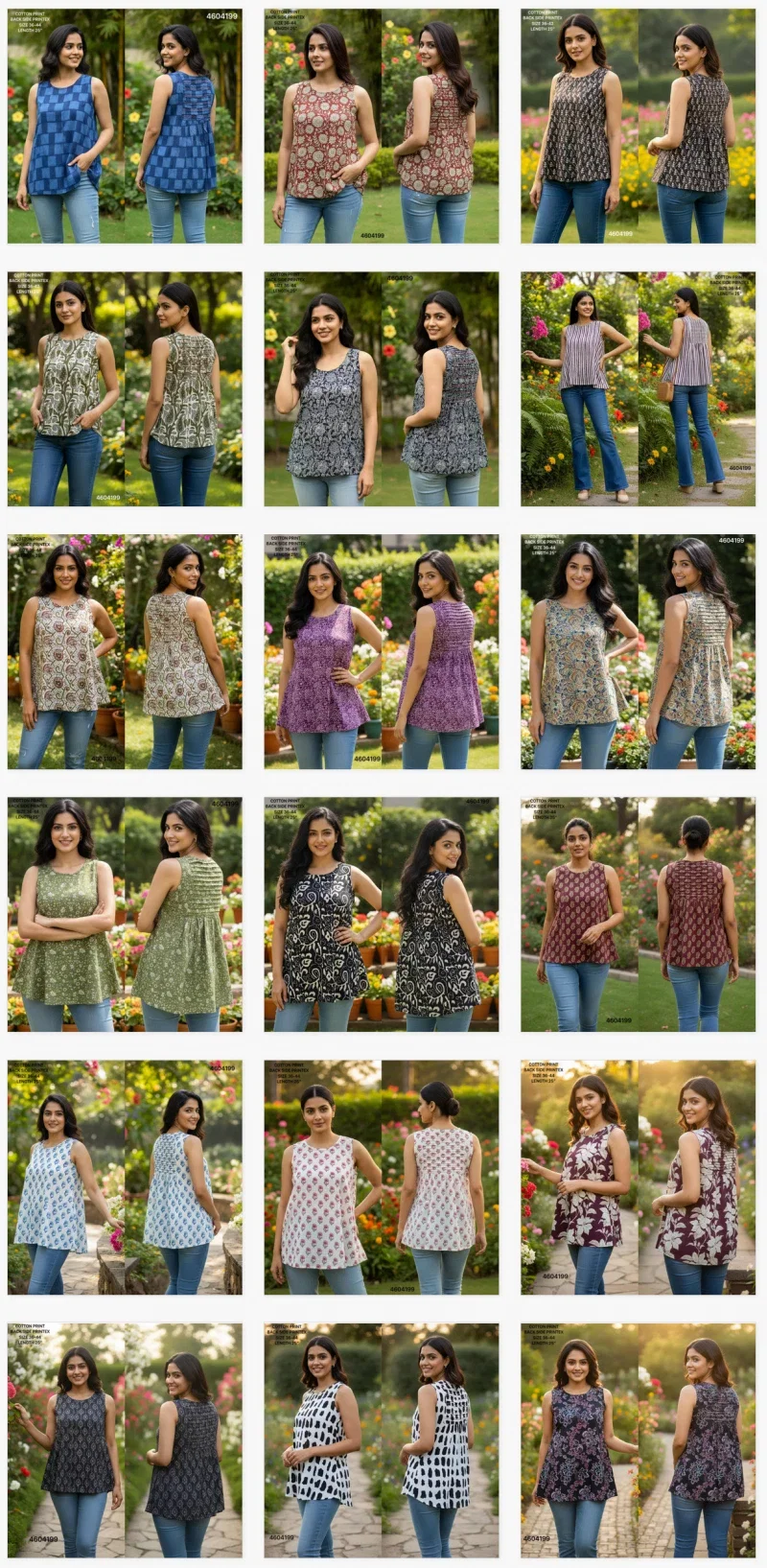 Naisha K 464 Cotton Printed Sleeveless Casual Wear Short Top Collection
