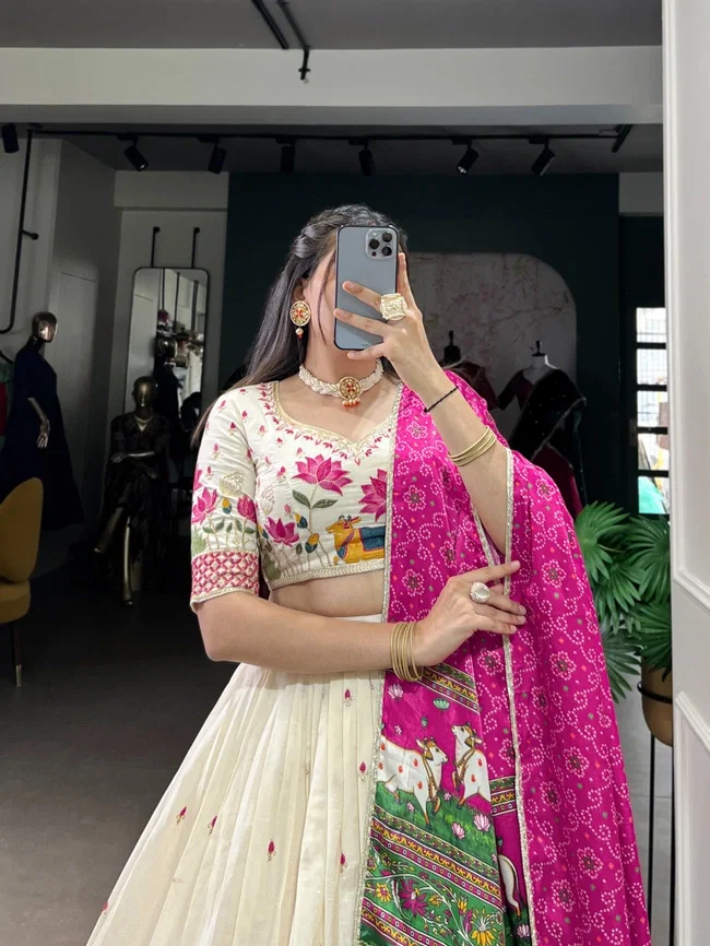 Lekha Yf 1437 Khadi Cotton Embroidery Worked Designer Lehenga Choli Collection