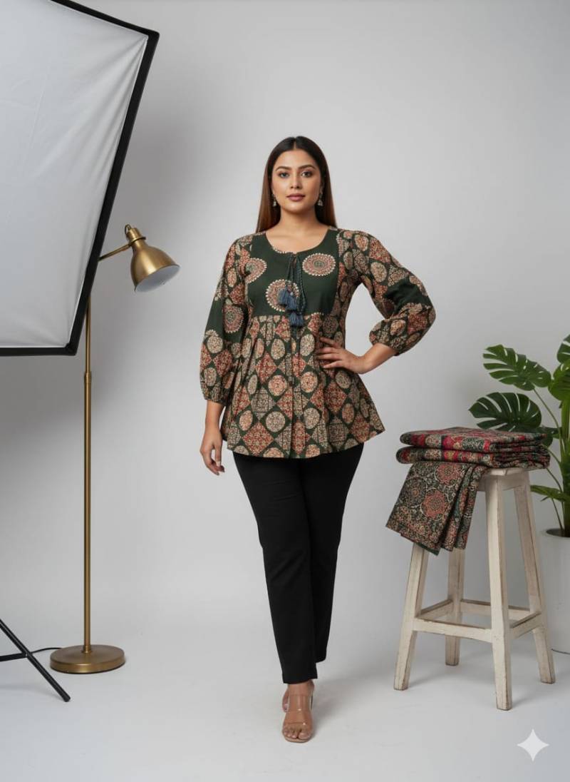 Naisha K 466 Cotton With Balloon Sleeves Casual Wear Top Collection