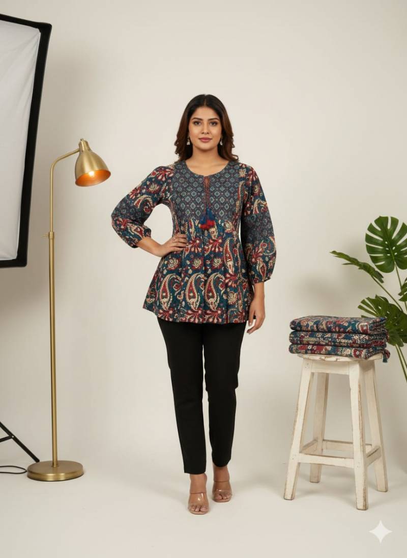 Naisha K 466 Cotton With Balloon Sleeves Casual Wear Top Collection