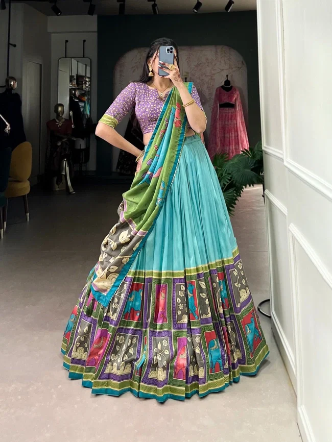 Lekha Yf 1235 Tussar Silk Kalamkari Printed Lehenga Choli Collection