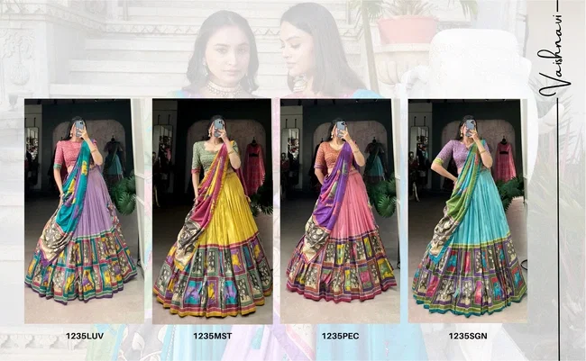 Lekha Yf 1235 Tussar Silk Kalamkari Printed Lehenga Choli Collection