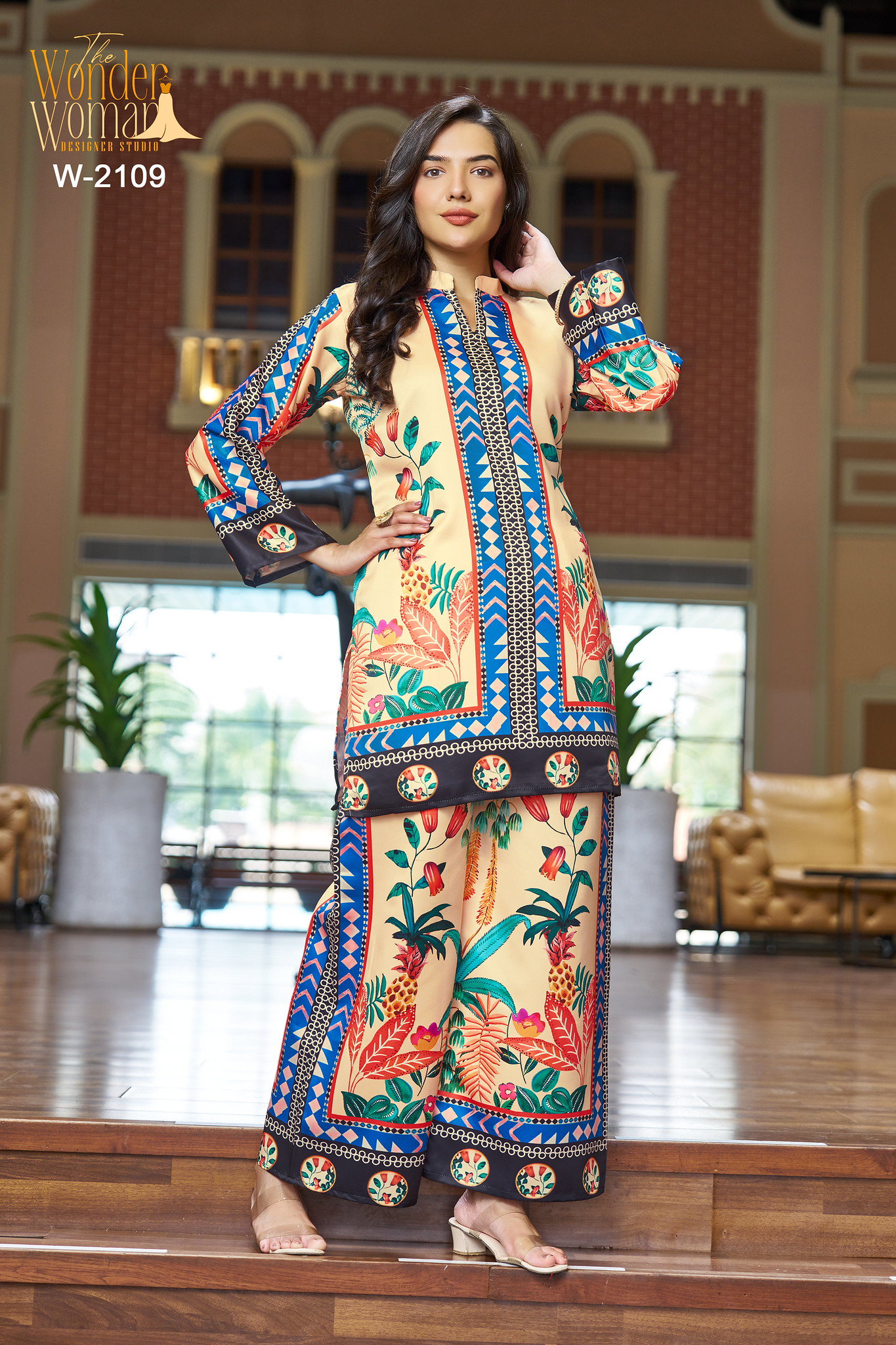 Wonder Women W 2109 Imported Satin Printed Co Ord Set