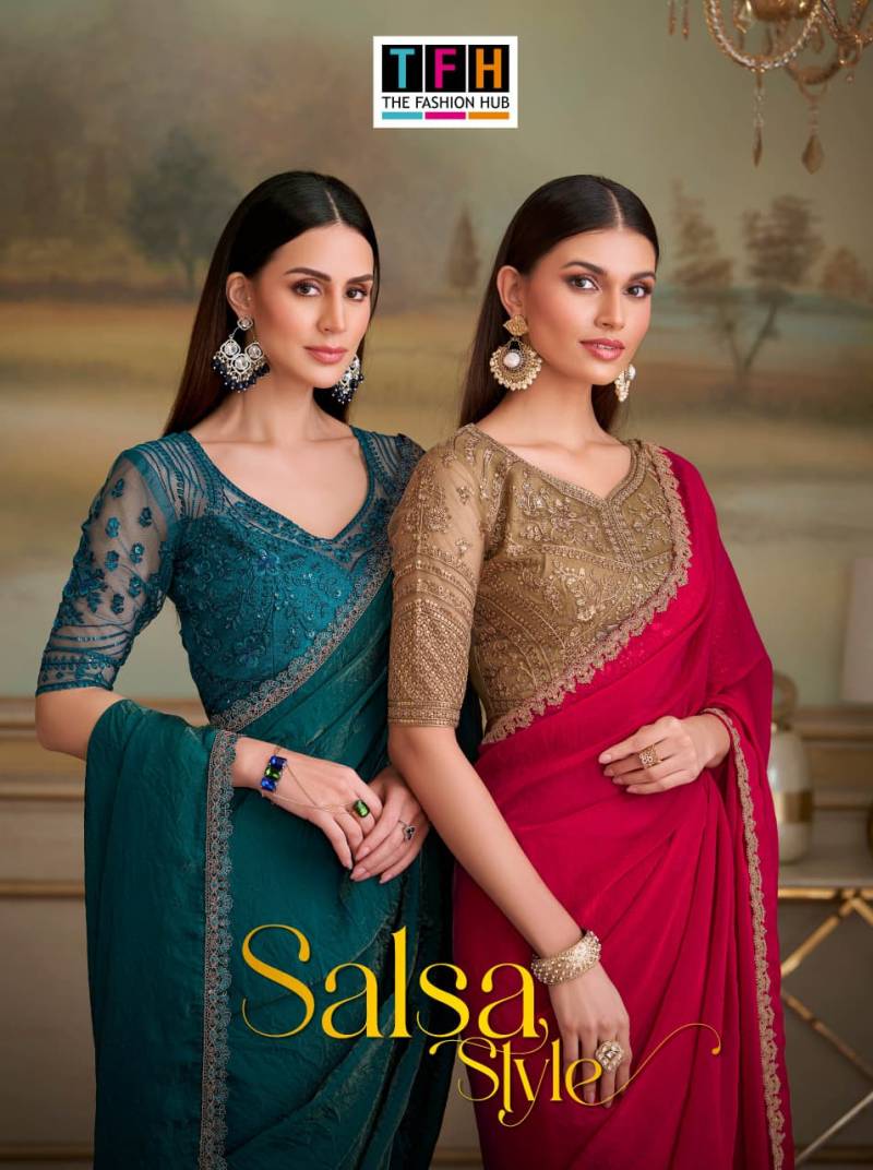 Tfh Salsa Style 5 Stylish Designer Party Wear Saree Collection