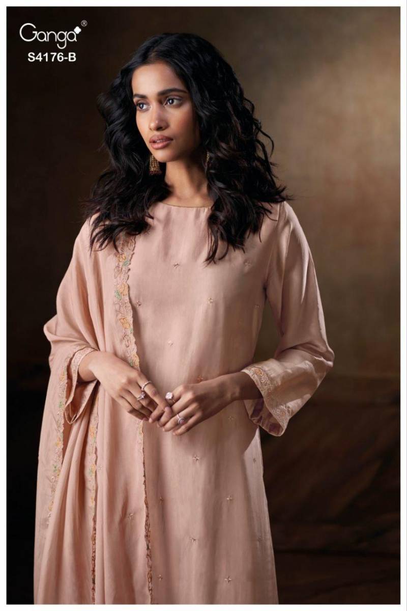 Ganga Farisha 4176 Bemberg Silk Embroidery And Jari Salwar Kameez