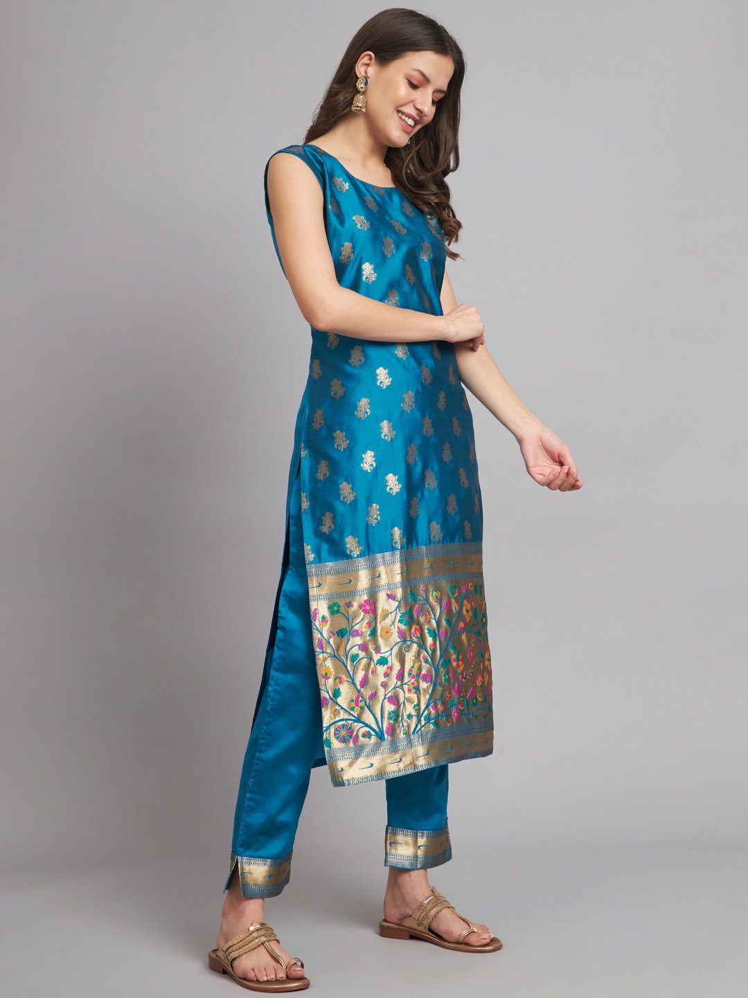 VP 9327 Cotton Silk Jacquard Kurta Pant With Banarasi Silk dupatta