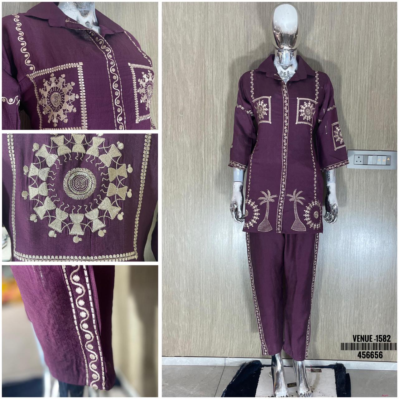 Swt Venue Vol 2 Fancy Vertical Silk Heavy Embroidery Co Ord Set