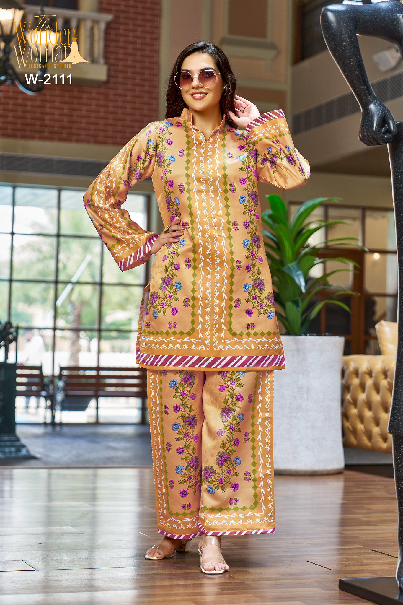Wonder Women W 2111 Imported Satin Printed Co Ord Set