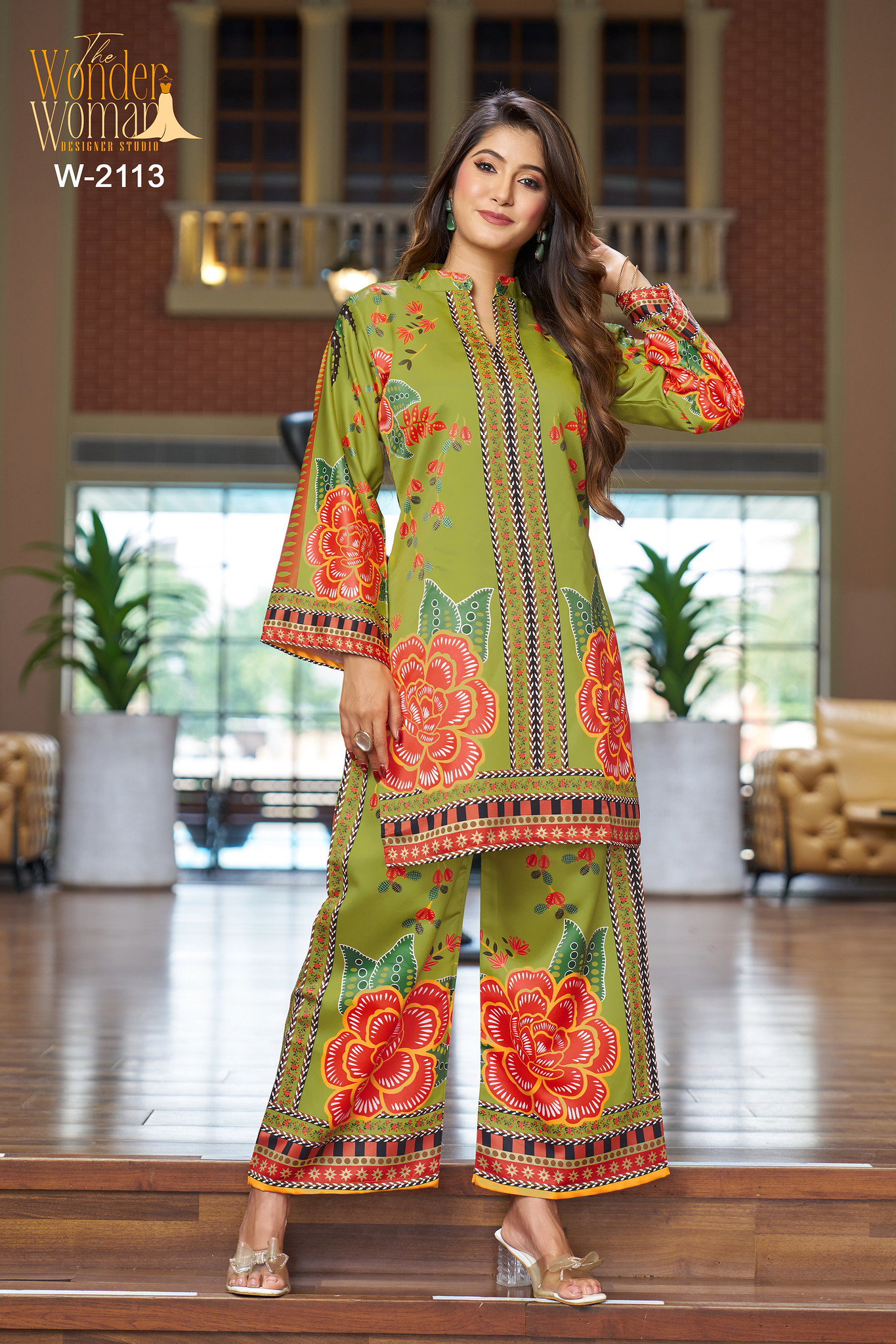 Wonder Women W 2113 Imported Satin Printed Co Ord Set