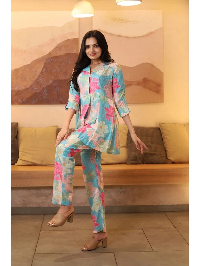 Dt Blaknath Floral Printed Silk Co Ord set Collection
