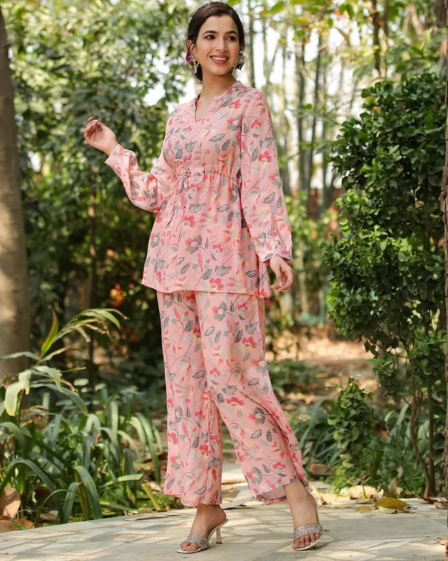 DT Sakhi Pink 1 Muslin Silk Printed Co Ord Set
