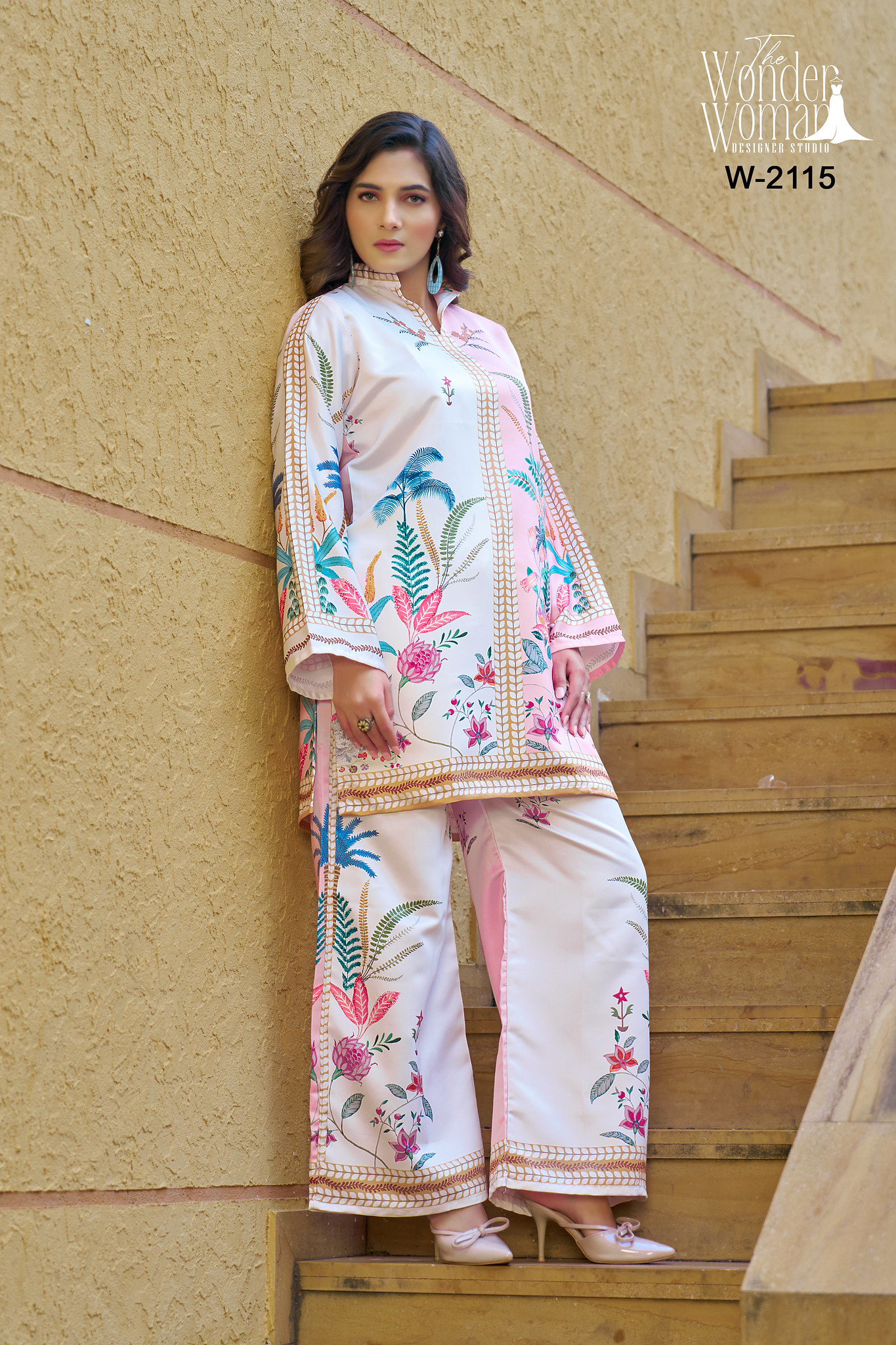 Wonder Women W 2115 Imported Satin Printed Co Ord Set