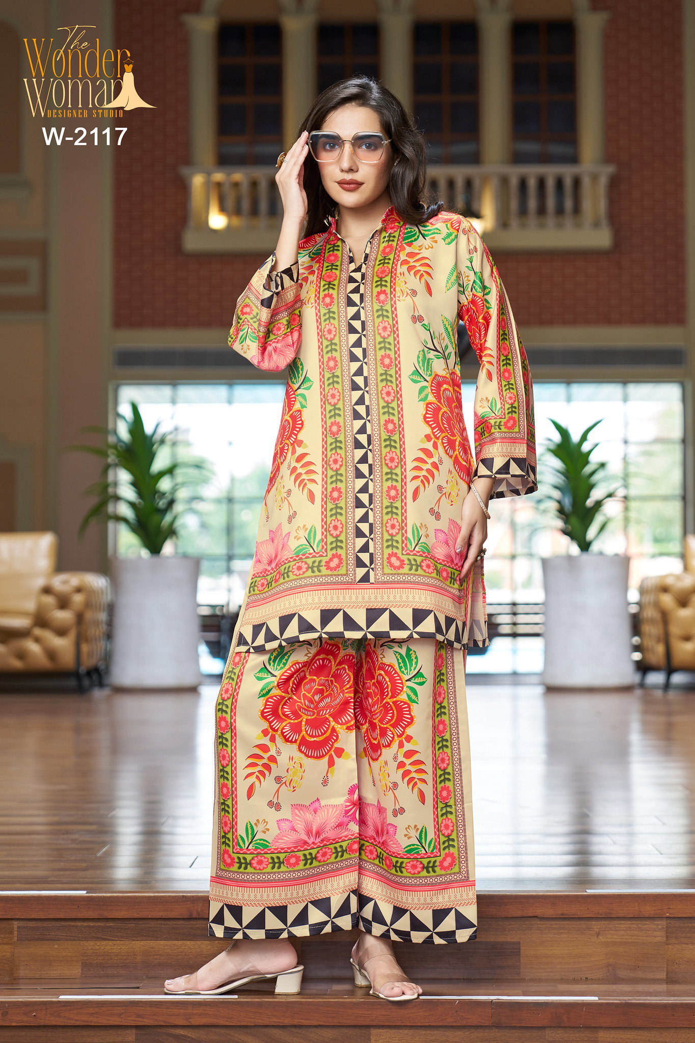 Wonder Women W 2117 Imported Satin Printed Co Ord Set