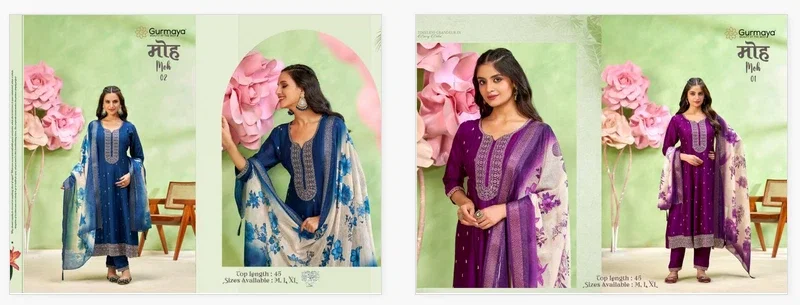 Gurmaya Moh 1 And 2 Vichitra Silk Casual Wear Kurti Pant And Dupatta