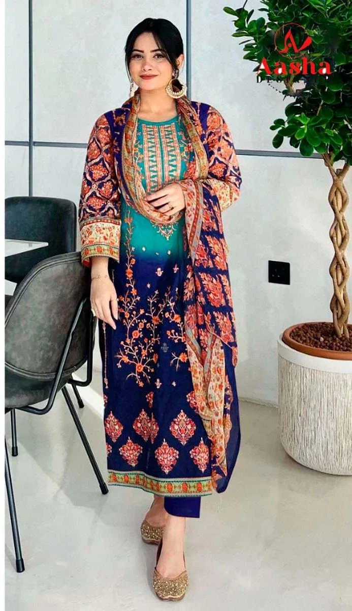Aasha 1042 B Cotton Dupatta Cotton Print Pakistani Salwar Kameez