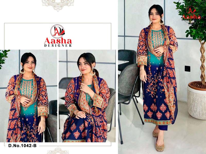 Aasha 1042 B Cotton Dupatta Cotton Print Pakistani Salwar Kameez