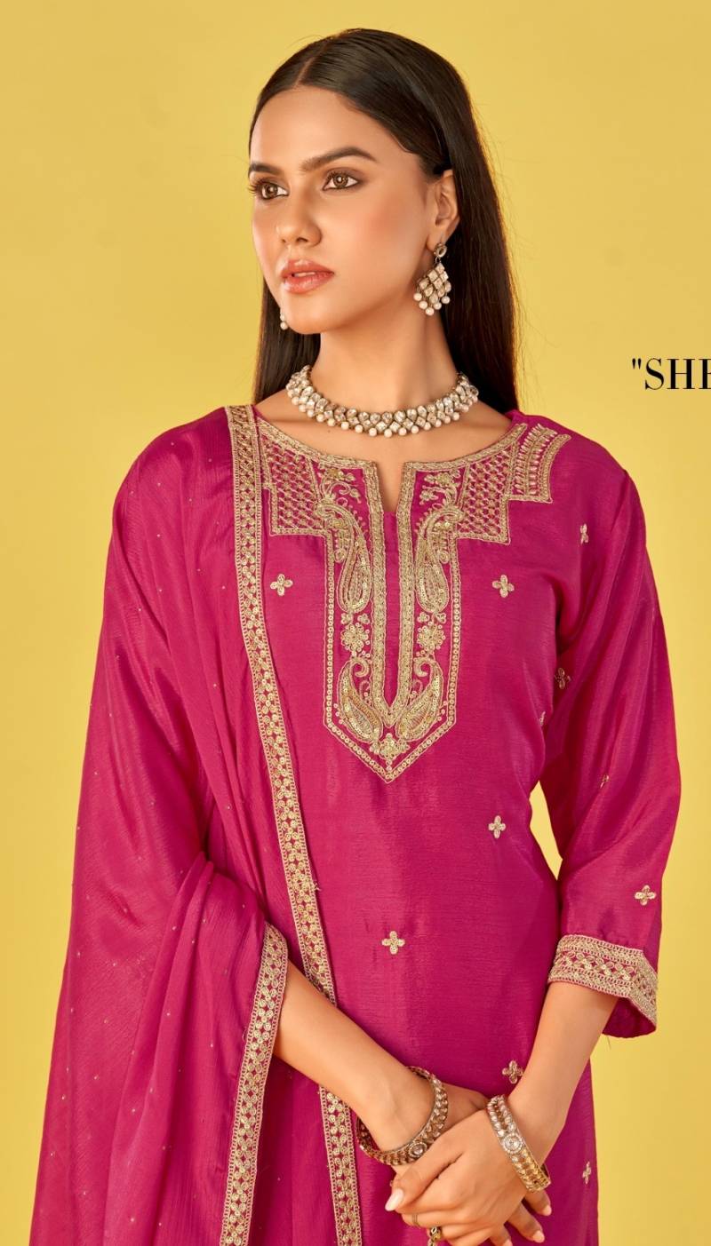 Romy Vol 1 Pure Chinon Sequence Work Kurti Pant And Dupatta