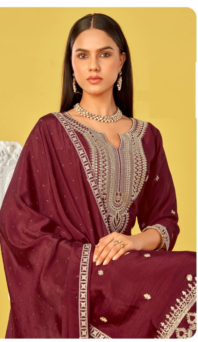 Romy Vol 2 Chinon Sequence Work Kurti Pant And Dupatta Collection