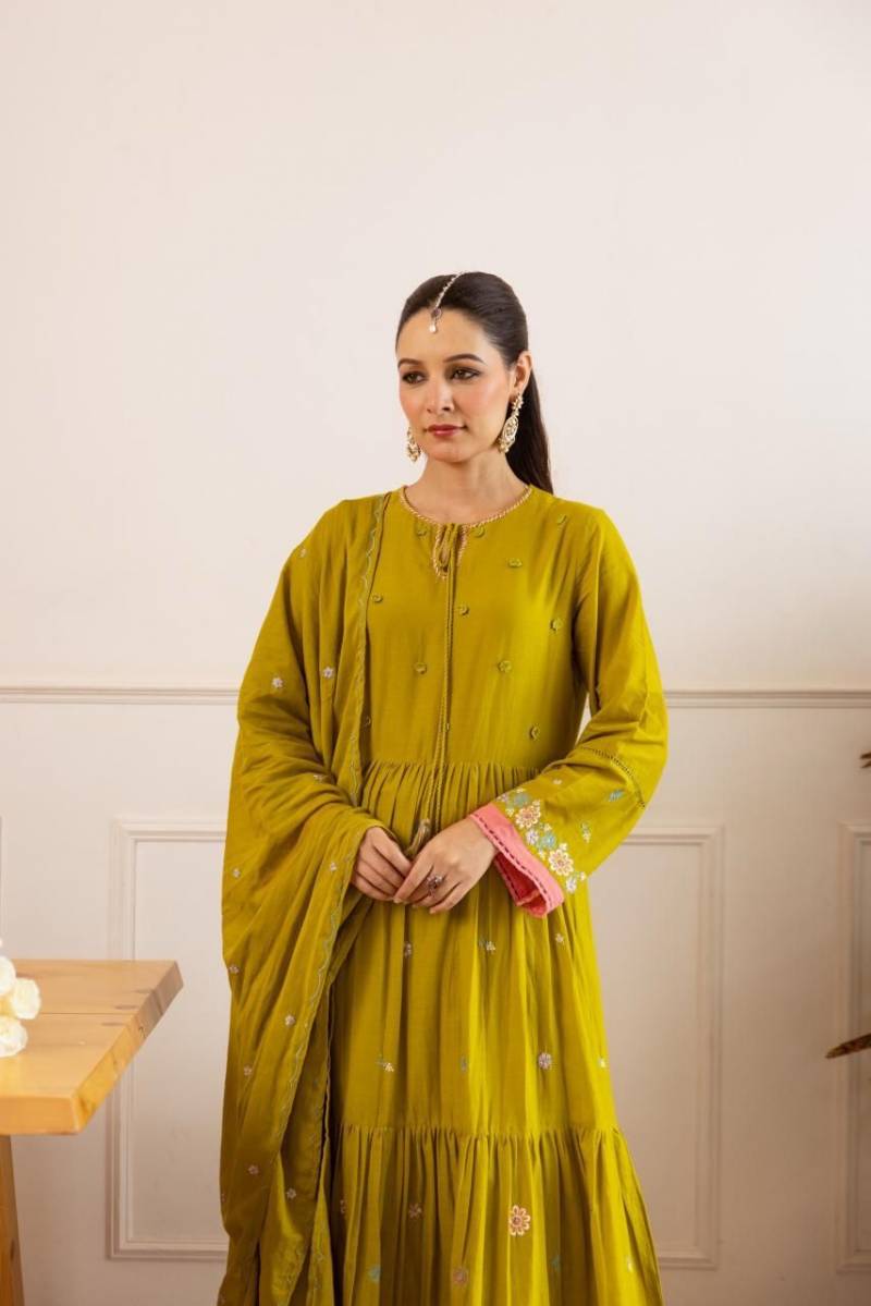 Naisha K 473 Mulmul Cotton Stylish Anarkali Top And Bottom Dupatta