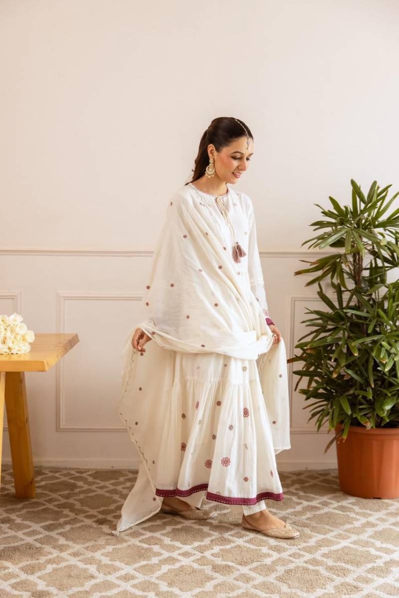 Naisha K 473 Mulmul Cotton Stylish Anarkali Top And Bottom Dupatta