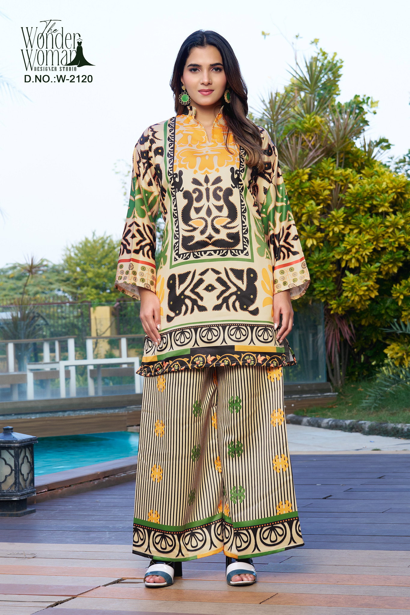 Wonder Women W 2120 Imported Satin Printed Co Ord Set