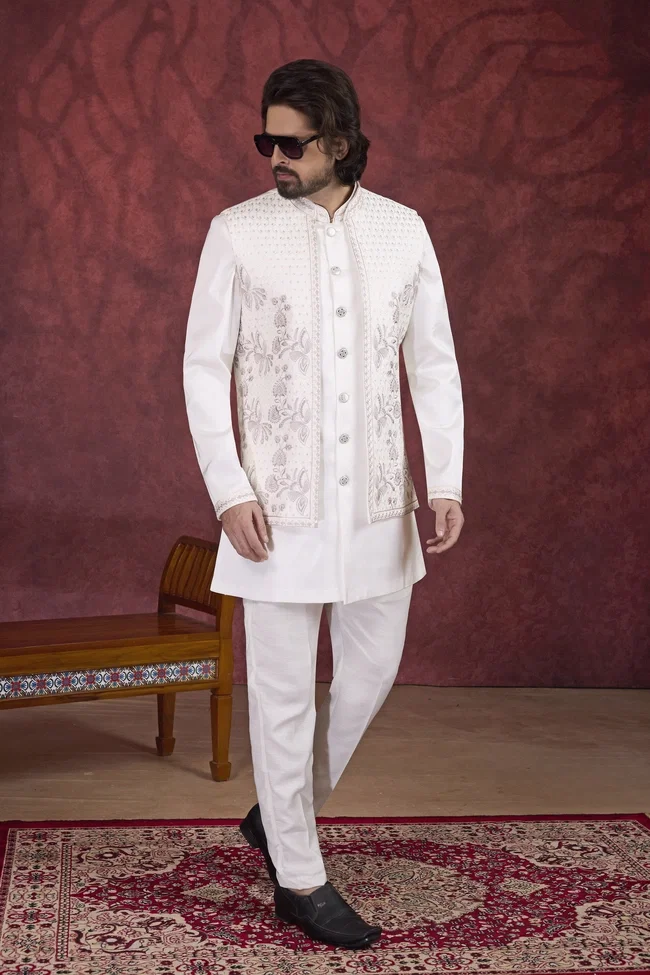 Sumi 4161 to 4166 Series Embroidery Work On Art Banarasi Silk 3 Pcs Jacket Suit Collection