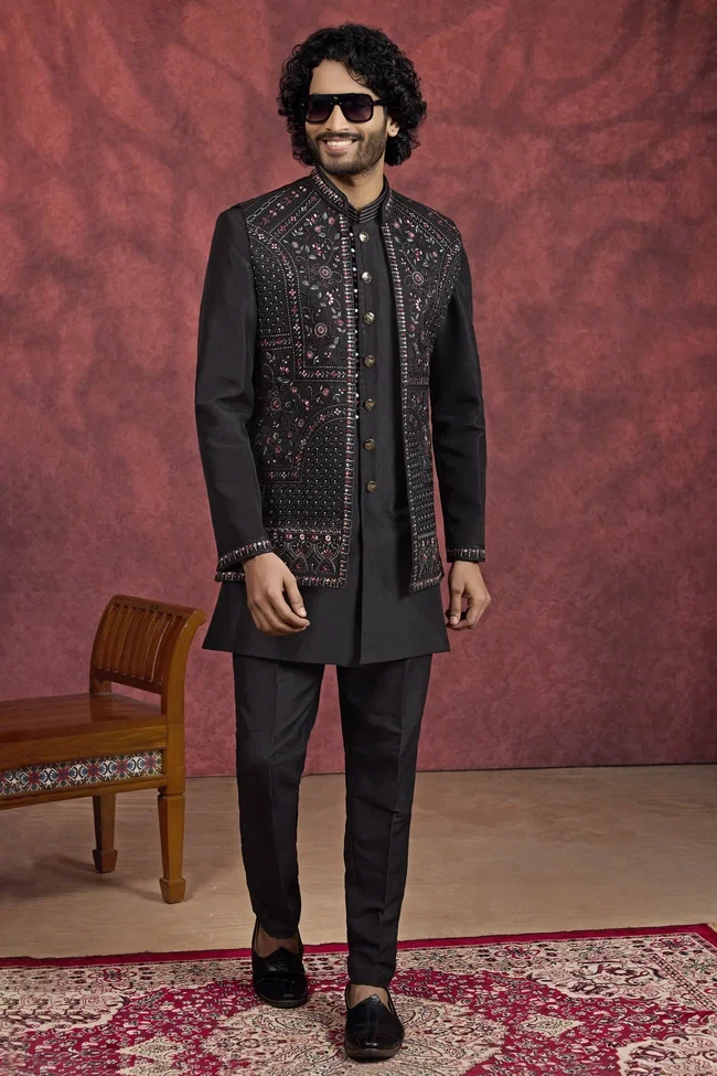 Sumi 4161 to 4166 Series Embroidery Work On Art Banarasi Silk 3 Pcs Jacket Suit Collection