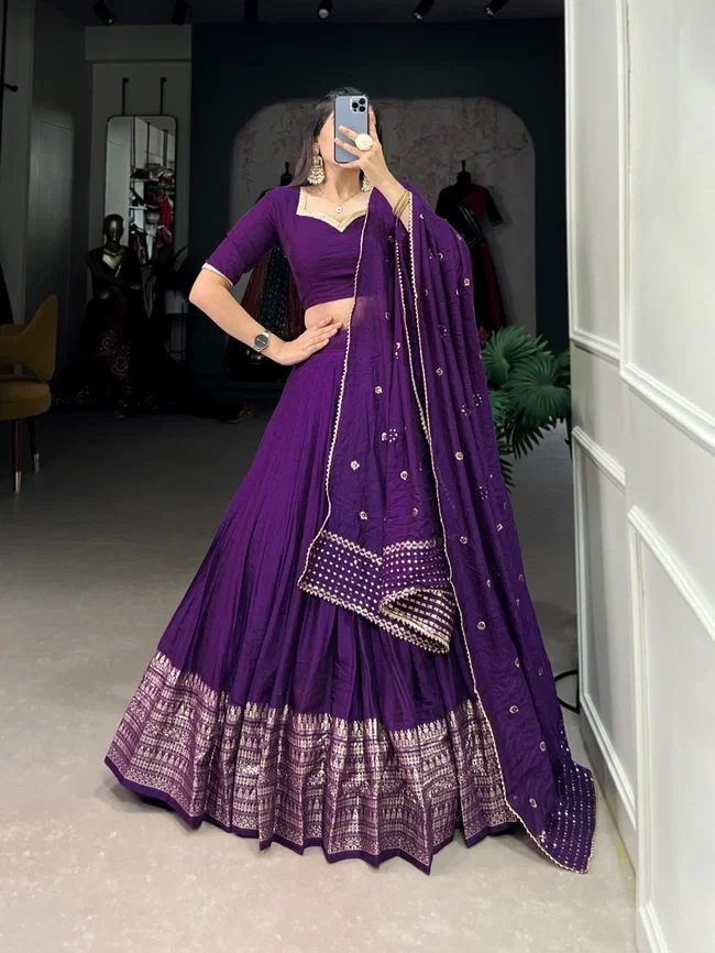 Lekha Yf 1906 Pure Chanderi Plain Zari Worked Lehenga Choli Collection