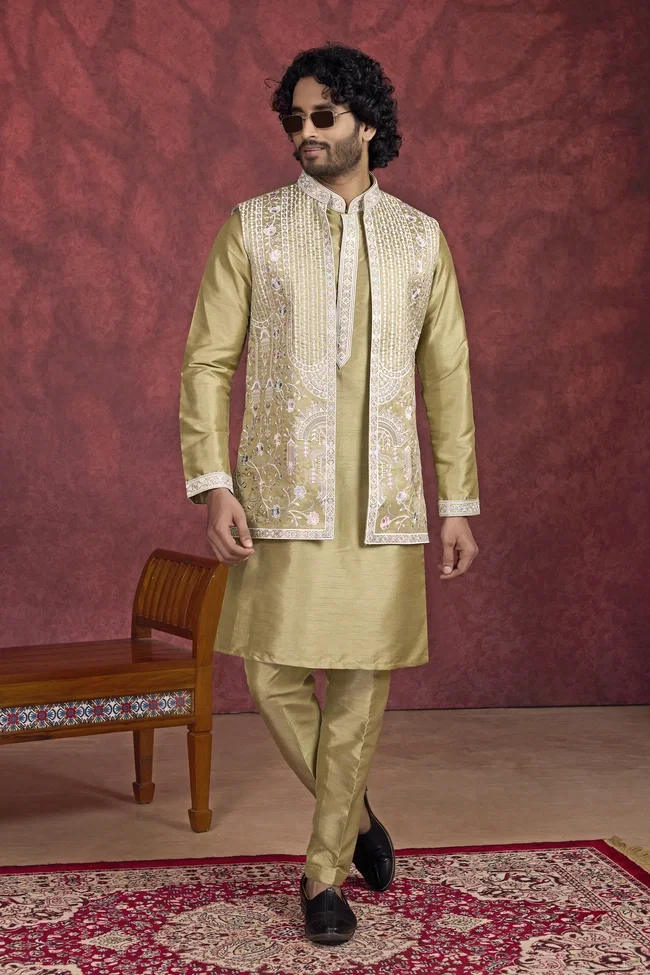 Sumi 4167 to 4172 Series Embroidery Work On Art Banarasi Silk 3 Pcs Jacket Suit Collection