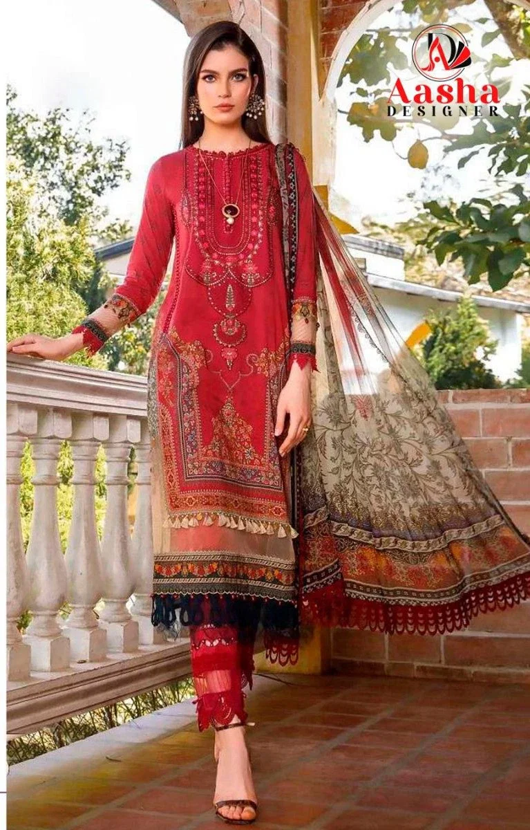 Aasha 1075 Chiffon Dupatta Cotton Print Pakistani Salwar Kameez